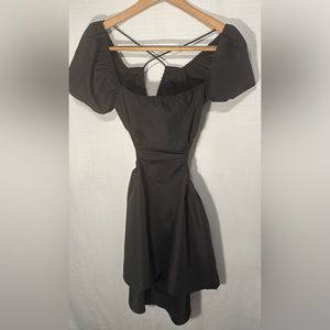 SHEIN Open Sides and Back Black Short Puff Sleeve Dress Size Small